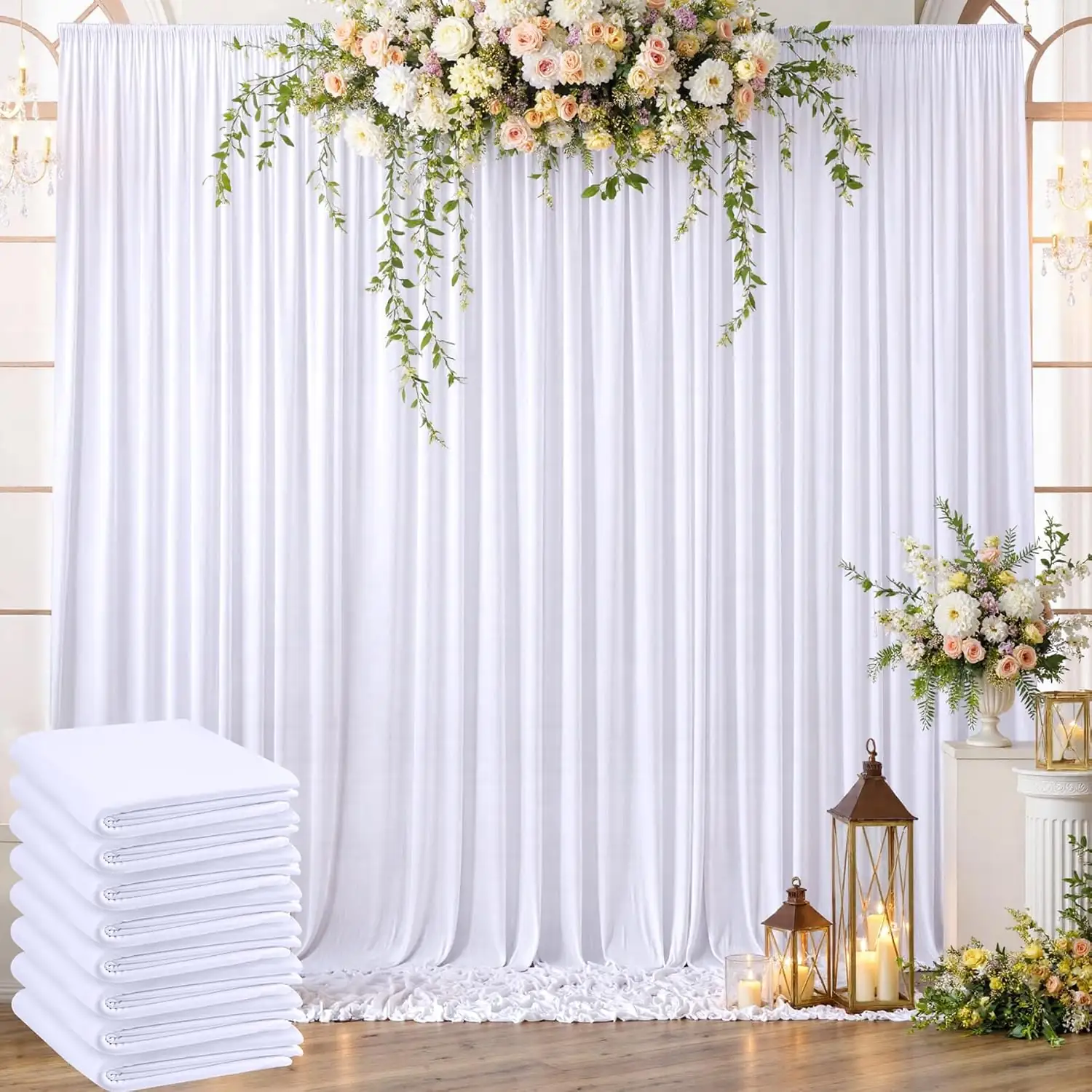40ftx8ft White Wrinkle-Free Backdrop Curtains,… — Photo 1