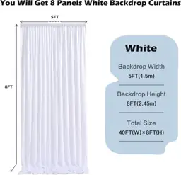 40ftx8ft White Wrinkle-Free Backdrop Curtains,… — Photo 2