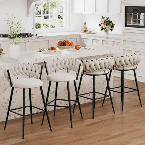26" Velvet Bar Stools Set… — Photo 1