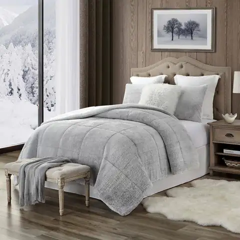 Ultra-Soft 3-Piece Grey Faux Fur… — Photo 1