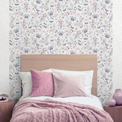 Whimsical Meadow Pink Wallpaper (Qty… — Photo 1