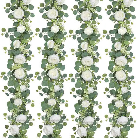 Artificial Eucalyptus Flower Garlands, White,… — Photo 1