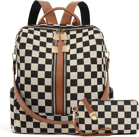 Checkered Backpack Purse for Women… — Photo 1