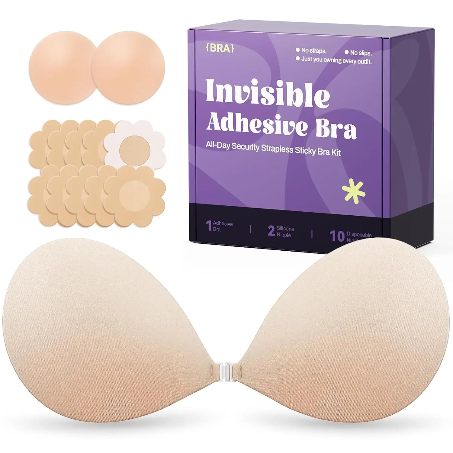 Invisible Strapless Sticky Bra Push-Up… — Photo 1