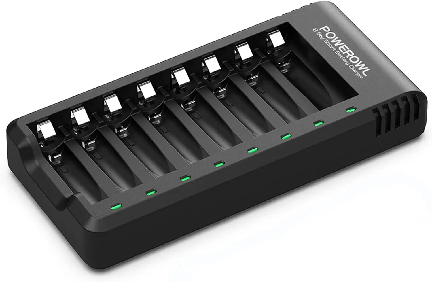 POWEROWL 8-Bay AA/AAA Battery Charger, USB High-Speed, Independent ...