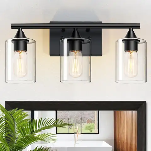 Bathroom Vanity Light 3-Light Black… — Photo 1