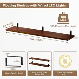 72 Inch Walnut Floating Shelves… — Photo 2