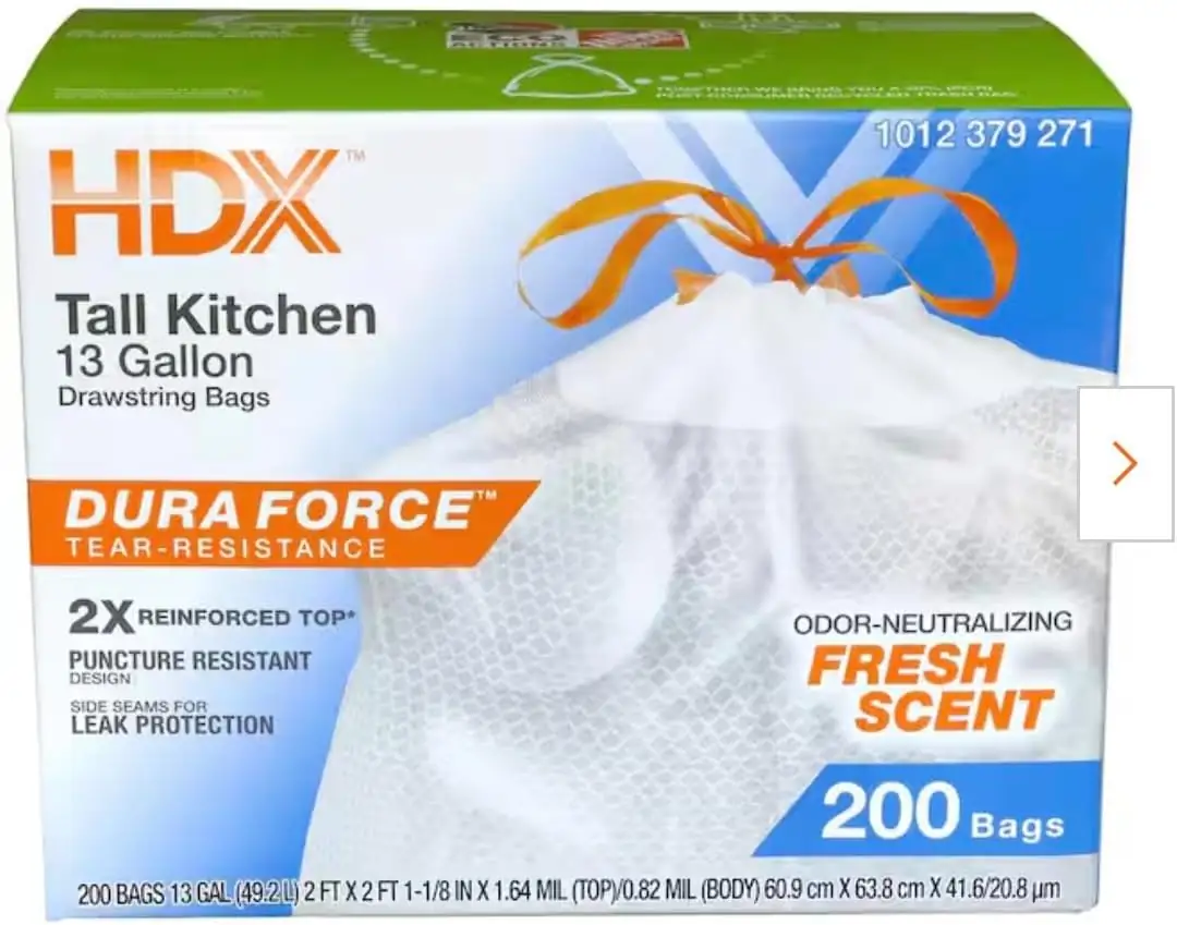 HDX Tall Kitchen 13-Gallon Drawstring… — Photo 1
