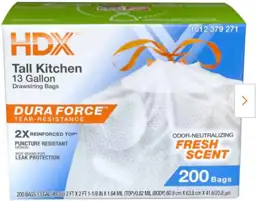 HDX Tall Kitchen 13-Gallon Drawstring… — Photo 1