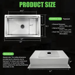 33 x 18 Inch Undermount… — Photo 2