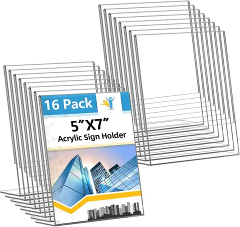 Acrylic Sign Holder 5x7, 16-Pack… — Photo 1