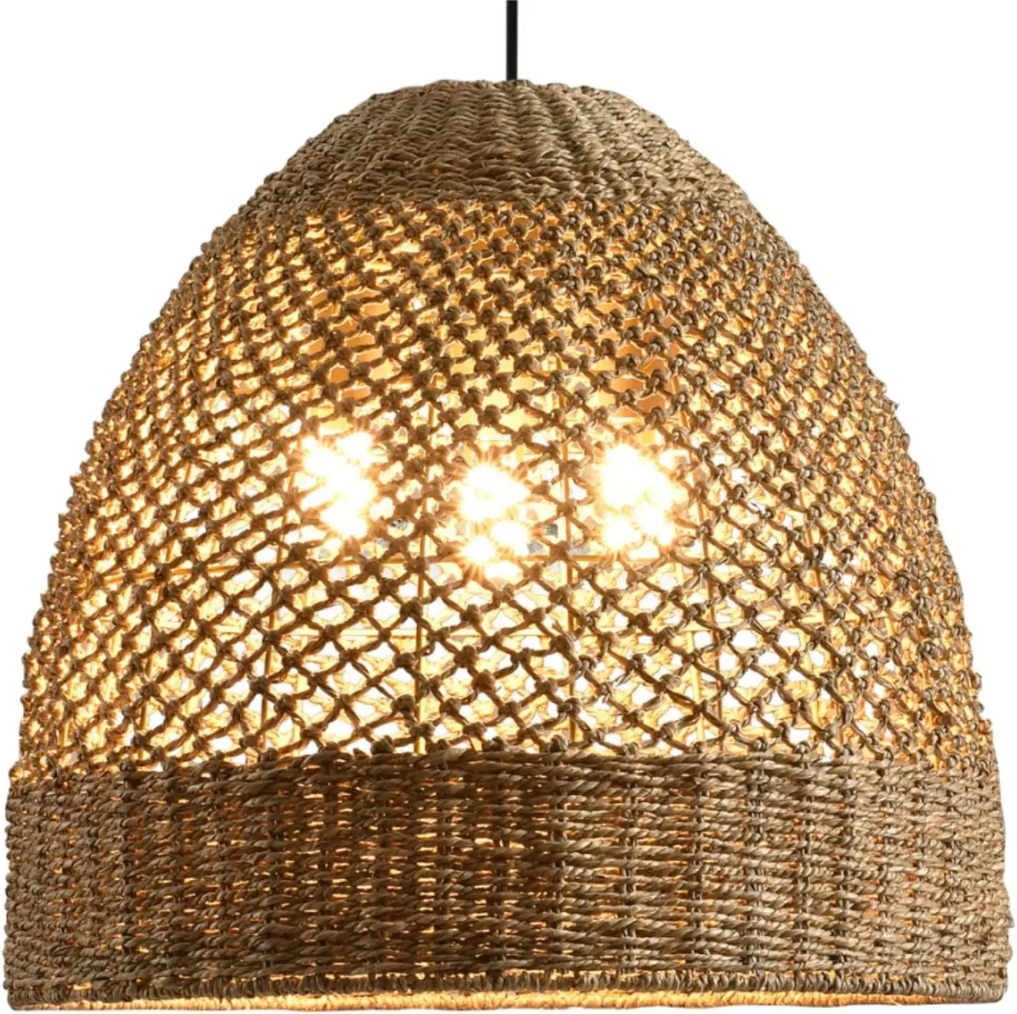 19"Large Rattan Chandelier,Woven Wicker Pendant… — Photo 1
