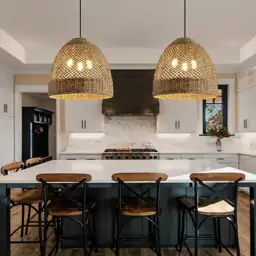 19"Large Rattan Chandelier,Woven Wicker Pendant… — Photo 2