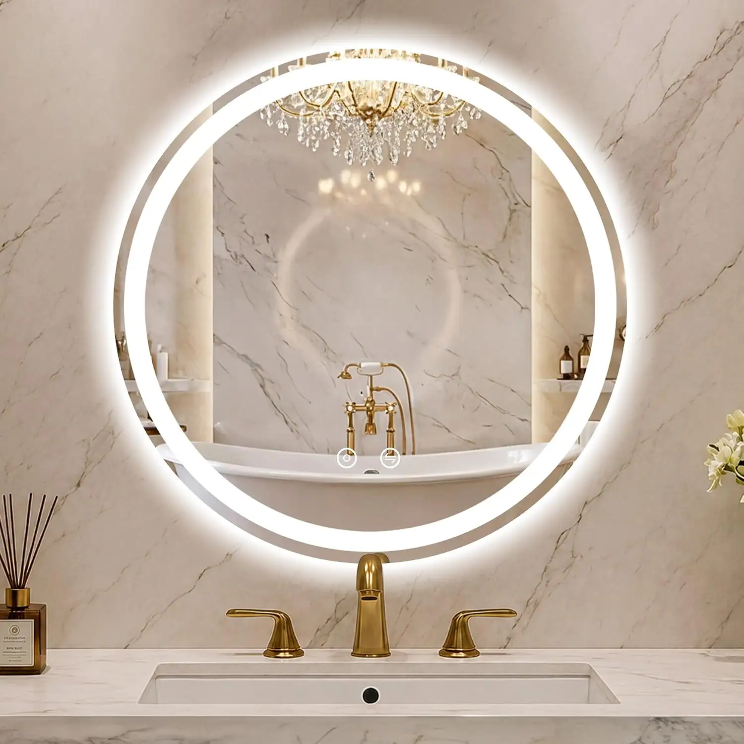 Round LED Bathroom Mirror with… — Photo 1