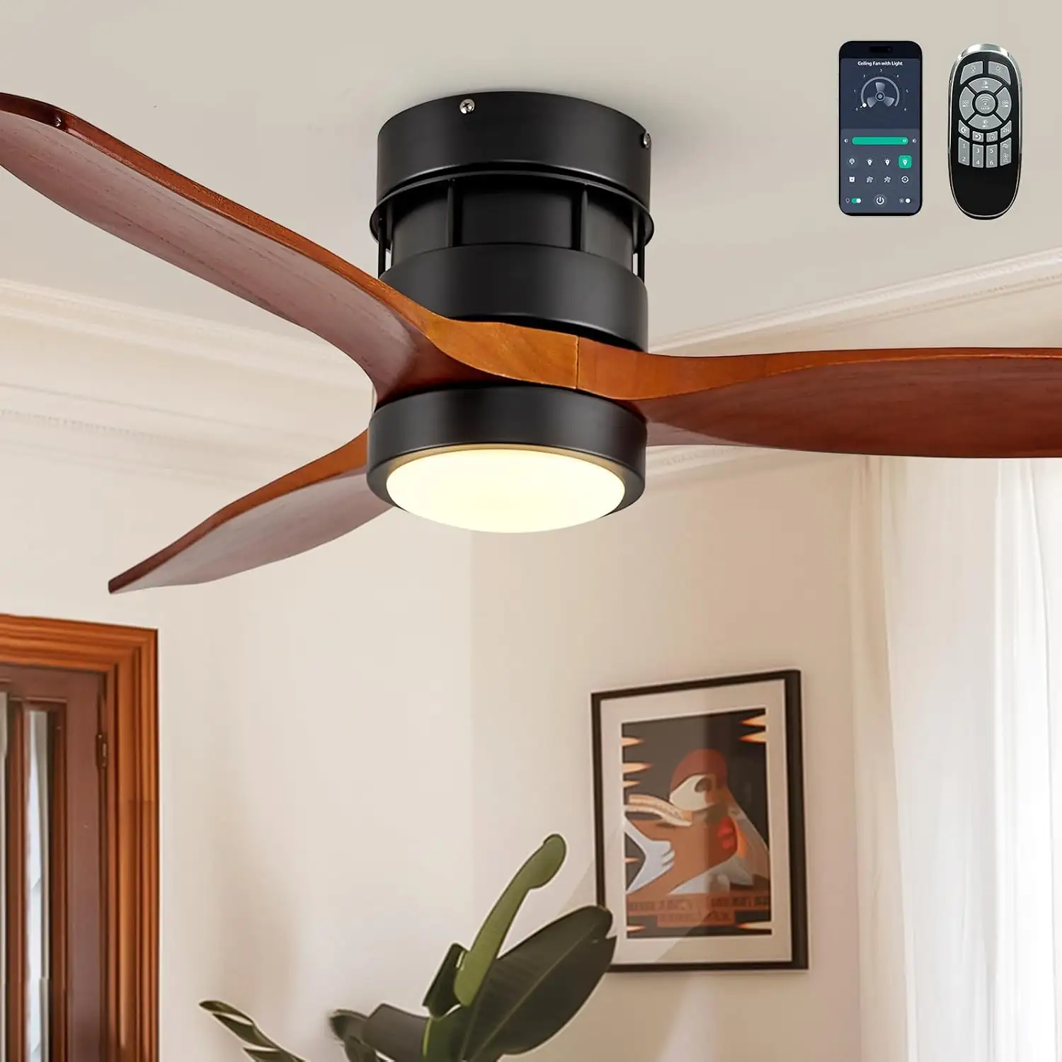 Flush Mount Ceiling Fan with… — Photo 1