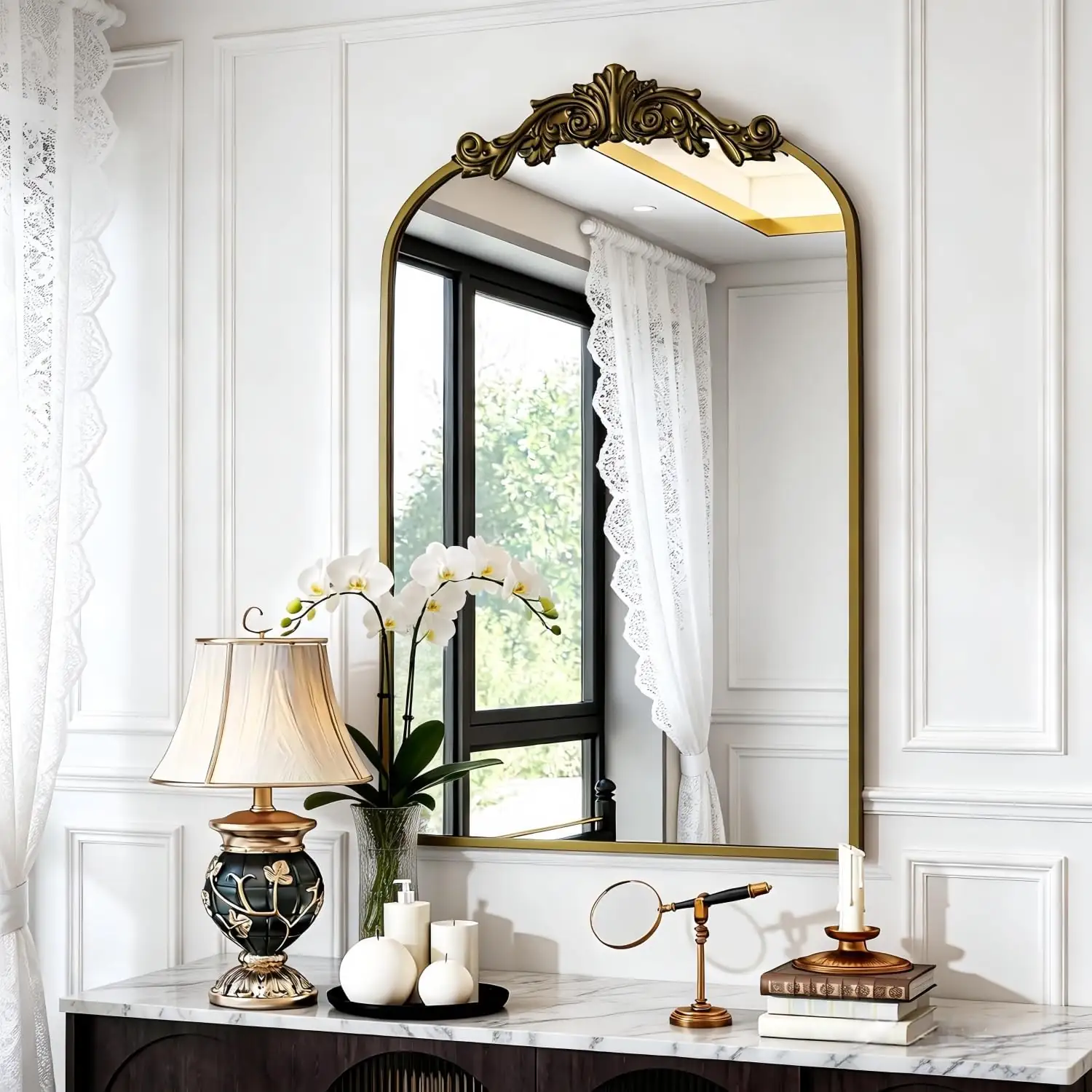 Dewfig Vintage Arched Wall Mirror,… — Photo 1