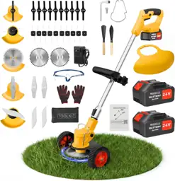 24V Cordless Weed Wacker with 2 x 2.0Ah Batteries, 5 Types Blades ...