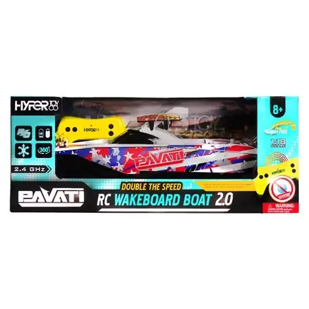 Large Pool Triangle Hyper Toy Company Pavati 2.0 RC Wakeboard Boat 1:18 Scale with Remote ...