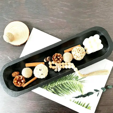 Wooden Dough Bowl Decor, Hand-Carved… — Photo 1