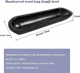 Wooden Dough Bowl Decor, Hand-Carved… — Photo 2