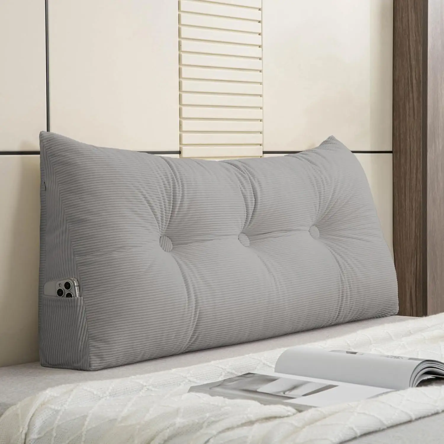 Dorm Headboard Wedge Pillow Corduroy… — Photo 1