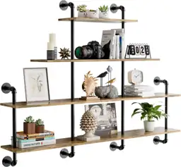 Industrial Pipe Shelving, 4-Tier Rustic… — Photo 1
