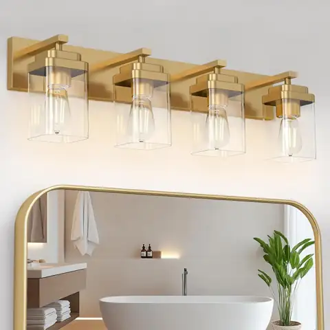 Brushed Gold 4-Light Bathroom Fixtures… — Photo 1