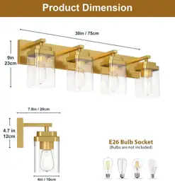 Brushed Gold 4-Light Bathroom Fixtures… — Photo 2