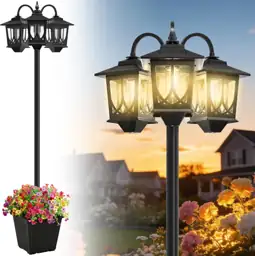 3-Head Solar Lamp Post with… — Photo 1