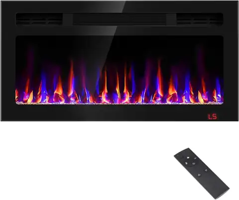 31-Inch Electric Fireplace, Recessed/Wall-Mounted, 750/1500W,… — Photo 1