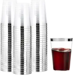 I00000 200PCS Silver Plastic Cups,… — Photo 1