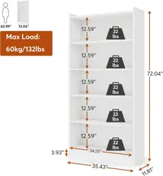 Tribesigns 72-Inch Tall Bookcase, 6-Tier… — Photo 2