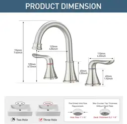 GENBONS Widespread Bathroom Faucet Set,… — Photo 2