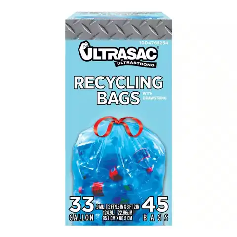 33 Gal. Drawstring Blue Recycling… — Photo 1