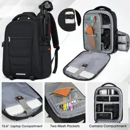 SDYSM Camera Bag Backpack for DSLR/Mirrorless, Waterproof, 15.6" Laptop ...