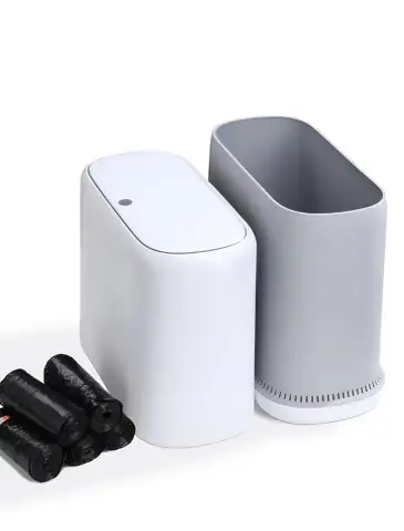 Dog-Proof Slim Press-Top Bathroom Trash… — Photo 1