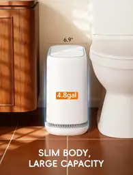 Dog-Proof Slim Press-Top Bathroom Trash… — Photo 2