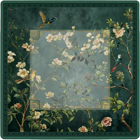 Emerald Green Chinoiserie Floral Bird… — Photo 1