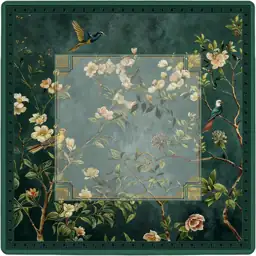 Emerald Green Chinoiserie Floral Bird… — Photo 1