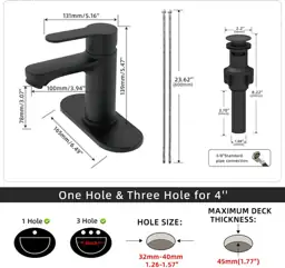BELZ Black Bathroom Faucet, Lead-Free… — Photo 2