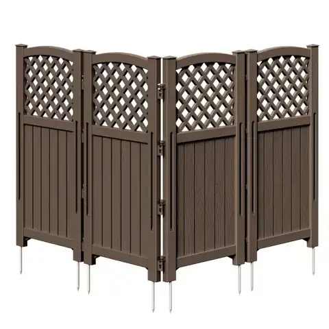 Brown Plastic Privacy Screen, 4-Panel… — Photo 1