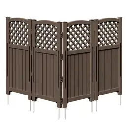 Brown Plastic Privacy Screen, 4-Panel… — Photo 1