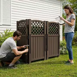 Brown Plastic Privacy Screen, 4-Panel… — Photo 2