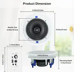 Herdio 6.5-Inch Bluetooth Ceiling Speakers… — Photo 2