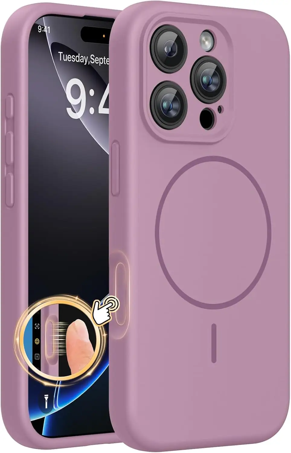 Triangle Multicolour Miracase Magnetic for iPhone 16 Pro Case, Silicone, Blackcurrant ...