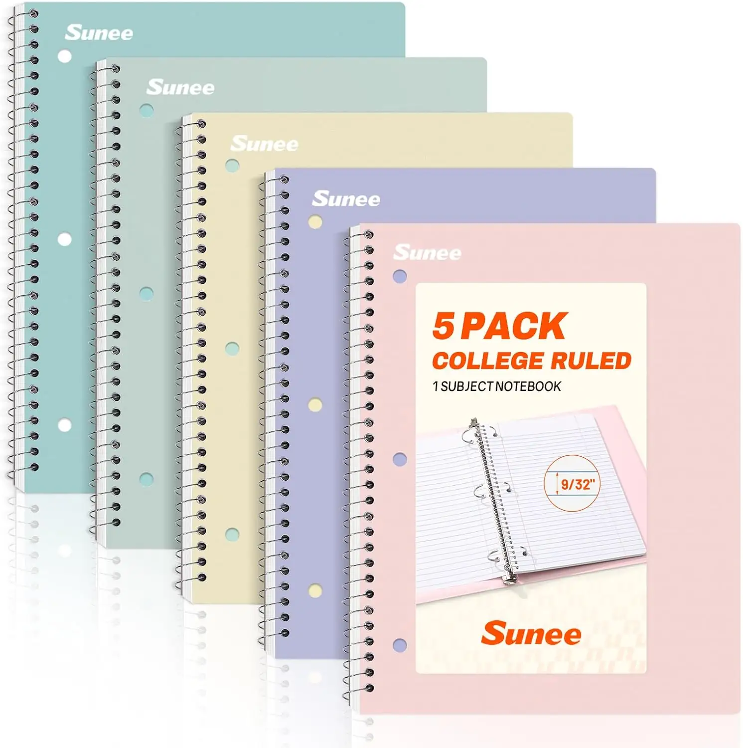 SUNEE Spiral Notebooks, 1-Subject, 5… — Photo 1