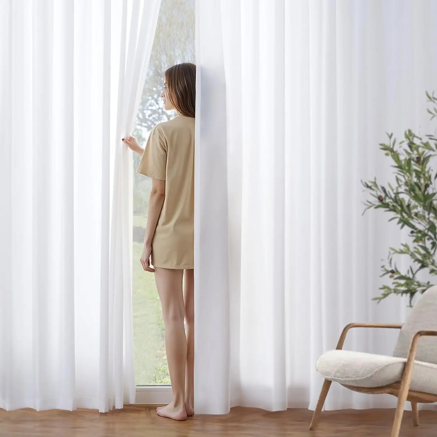 MIULEE White Semi Sheer Privacy… — Photo 1