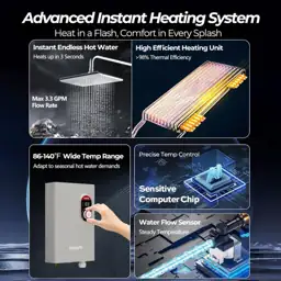 Tankless Water Heater Electric,240V,14kw,Max 3.3GPM,3s… — Photo 2