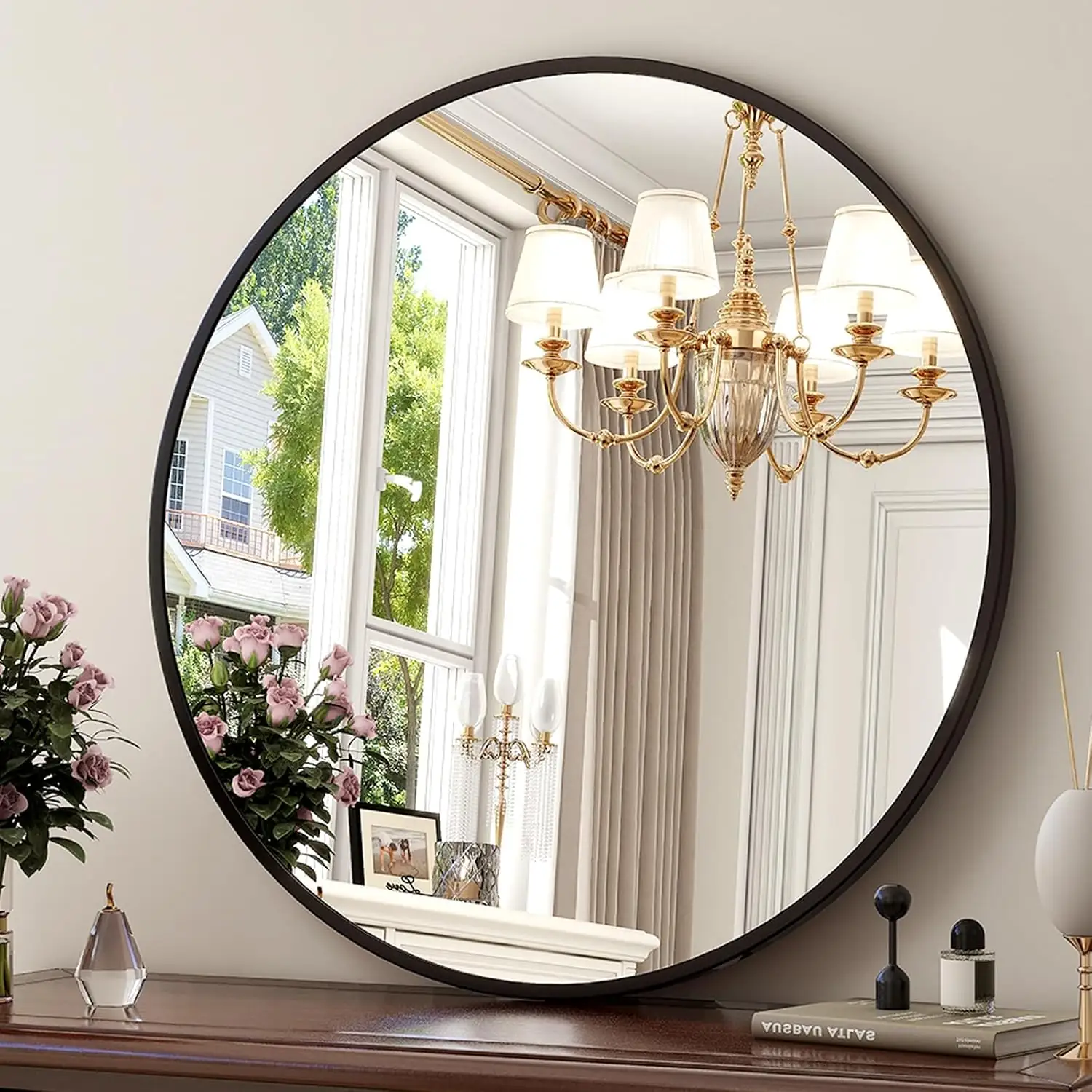 XRAMFY 24 Inch Round Mirror-Black… — Photo 1