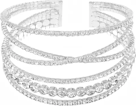 Silver Rhinestone Cuff Bracelet for… — Photo 1
